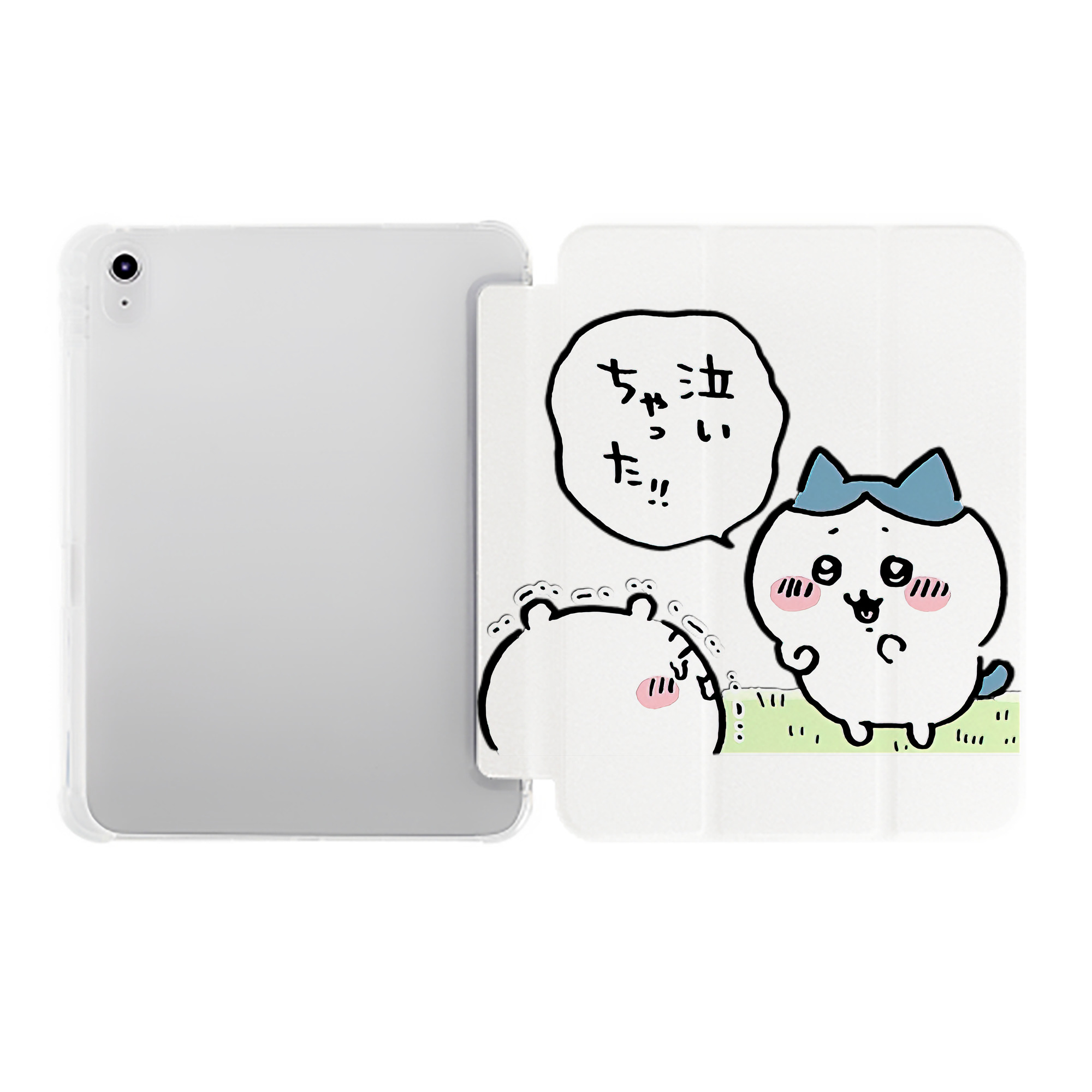 （画像用） ちいかわ ハチワレ Chii-kawa hachiware IPad ケース ペン収納付き 三つ折りスタンド PUレザー×シリコン 対応機種9.5/10.5/10.9インチ